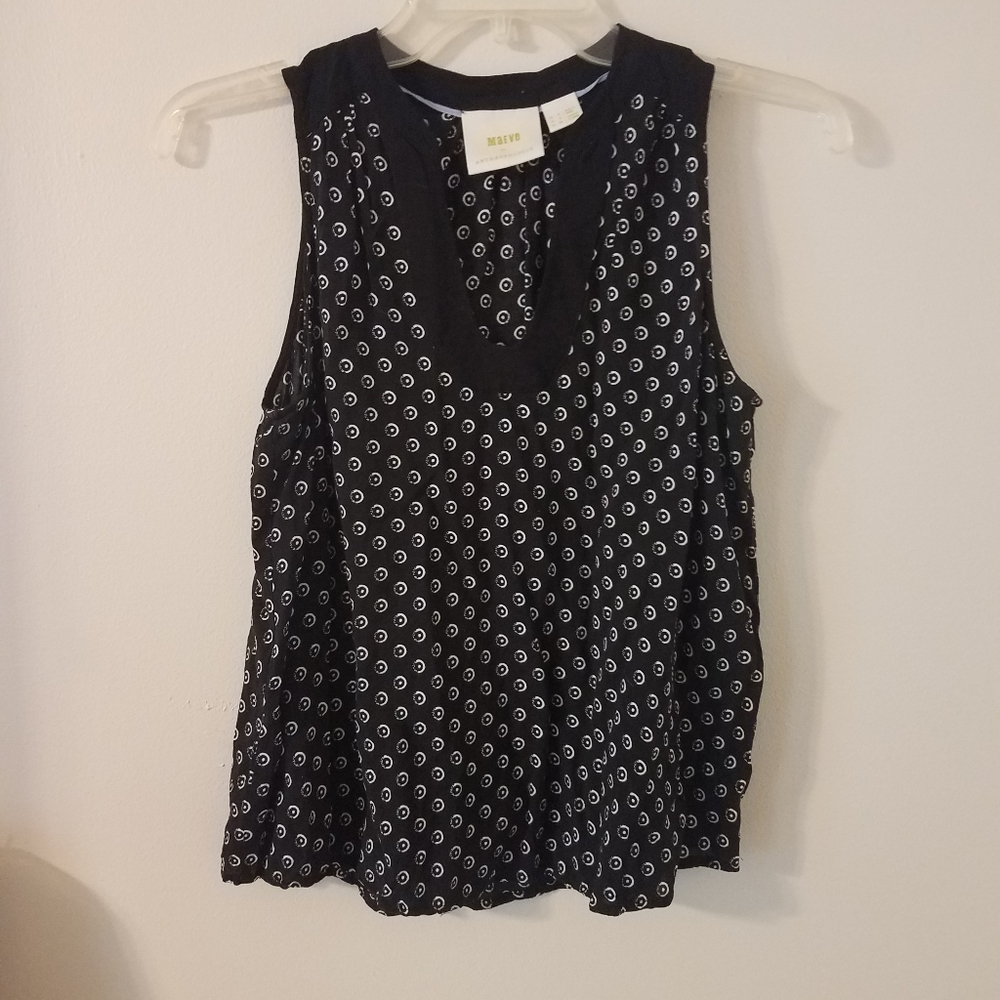 Anthropologie Maeve Black and White Patterned Shell Size 2